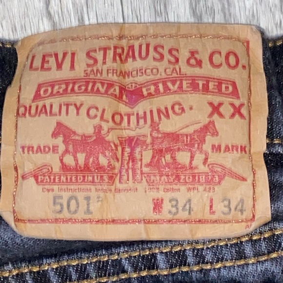 VTG 501 LEVIS BLACK Faded Button Fly 34x34 - Picture 5 of 10
